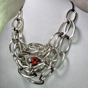 Maria Calderara Asymmetrical Chain-Link Adjustable Closure Bib Necklace